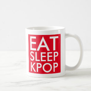 Essen Sleep Kpop Music Fan Geschenk rot weiß Kaffeetasse