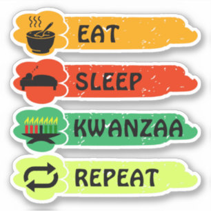 Essen Sleep Kwanzaa Wiederholung, Kiss Cut Aufkleber
