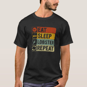 Essen Sleep Lobster Wiederholung Retro 60er 70er L T-Shirt