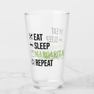Essen Sleep Margaritas Wiederholen Glas