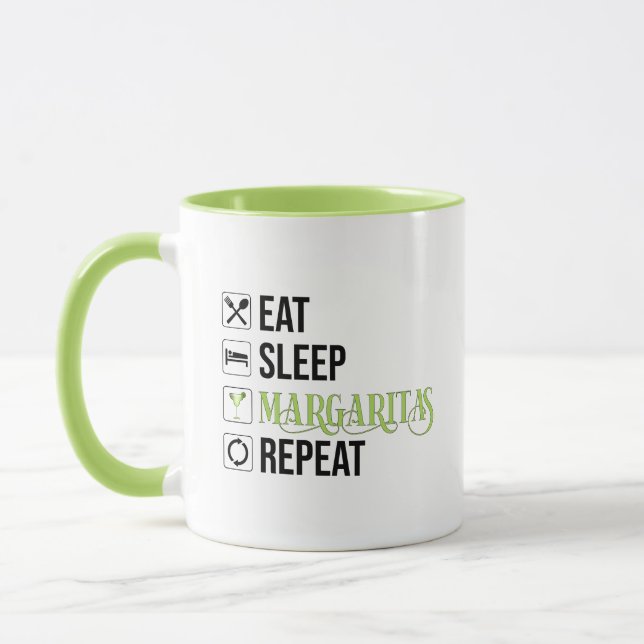Essen Sleep Margaritas Wiederholen Tasse (Links)