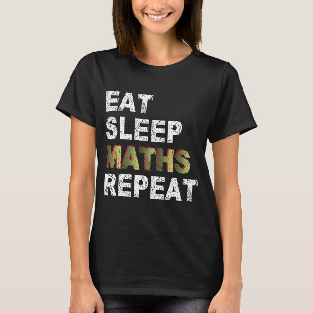 Essen Sleep Math Wiederholen T-Shirt (Vorderseite)