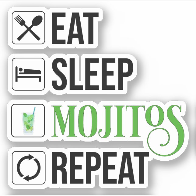 Essen Sleep Mojitos Wiederholung Aufkleber (Vorderseite)