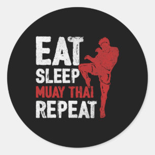 Essen Sleep Muay Thai Wiederholung Thai Boxing Mix Runder Aufkleber