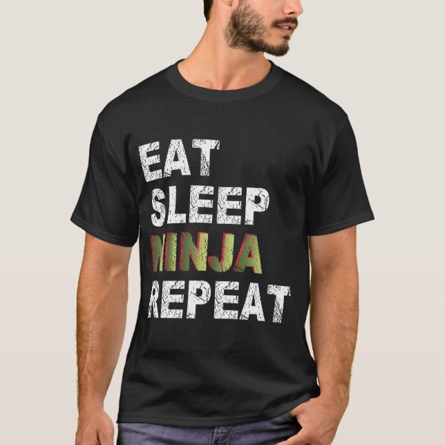 Essen Sleep Ninja Wiederholung T-Shirt (Vorderseite)