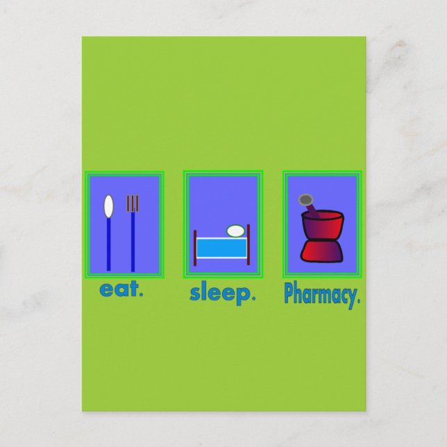 Essen Sleep Pharmacy Apotheker Geschenke Postkarte (Vorderseite)
