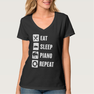 Essen Sleep Piano Wiederholen Erfolg Musik Tastatu T-Shirt