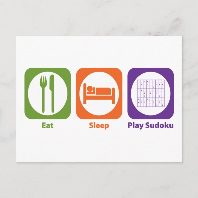 Essen Sleep Play Sudoku Postkarte (Vorderseite)