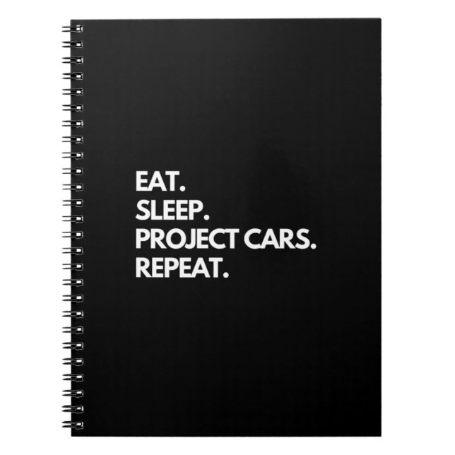 Essen Sleep Projekt Autos wiederholen Notizblock (Vorderseite)