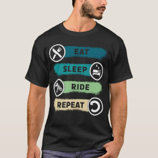 Essen Sleep Ride Wiederholung Motorrad Funny Biker T-Shirt