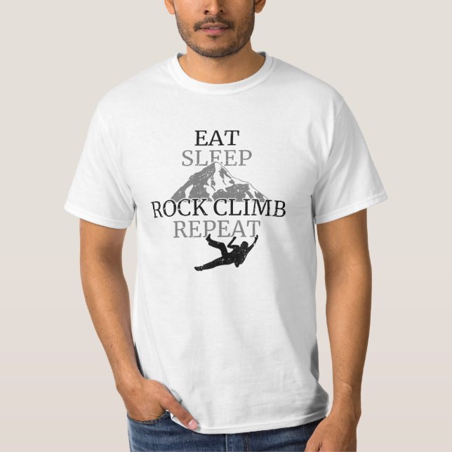 Essen Sleep Rock Climb wiederholen T-Shirt (Vorderseite)