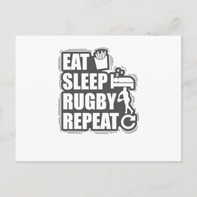 Essen Sleep Rugby Wiederholung Fußball Sport Postkarte (Vorderseite)