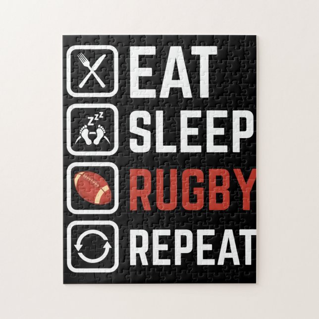 Essen Sleep Rugby Wiederholung Sportgeschenk (Vertikal)