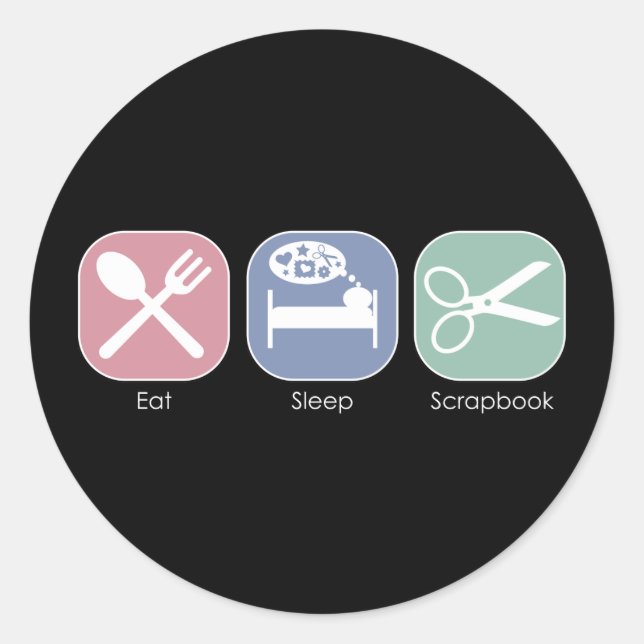 Essen Sleep Scrapbook Runder Aufkleber (Vorderseite)