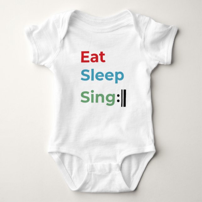 Essen Sleep Sing Wiederholung Music Baby Bodysuit Strampler (Vorderseite)