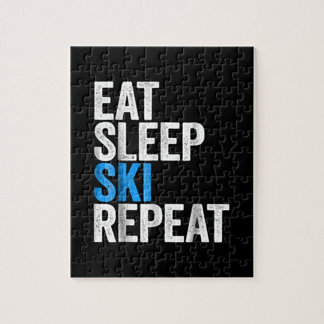 Essen Sleep Ski Wiederholung Skifahren Geschenk (Vertikal)
