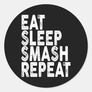 Essen Sleep Smash Wiederholung Badminton T-Shirt Runder Aufkleber