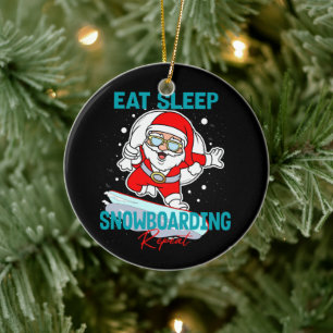 Essen Sleep Snowboarden Wiederholen Weihnachts-Par Keramik Ornament