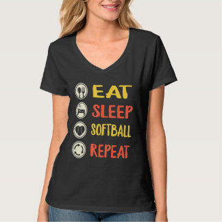 Essen Sleep Softball Wiederholen Softball Coach Ma T-Shirt