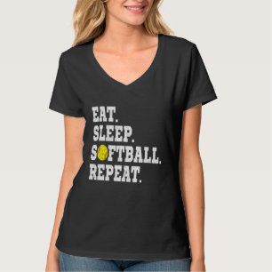 Essen Sleep Softball Wiederholung für Softball Vin T-Shirt