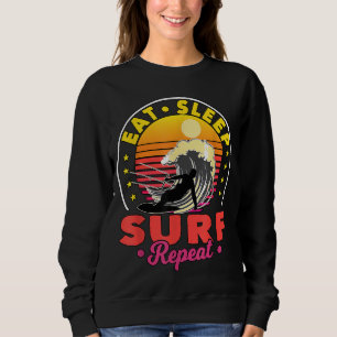Essen Sleep Surf Wiederholung Kitesurfer Geschenk Sweatshirt