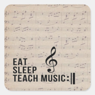 Essen Sleep Teach Music Repeat Music Spaß Quadratischer Aufkleber