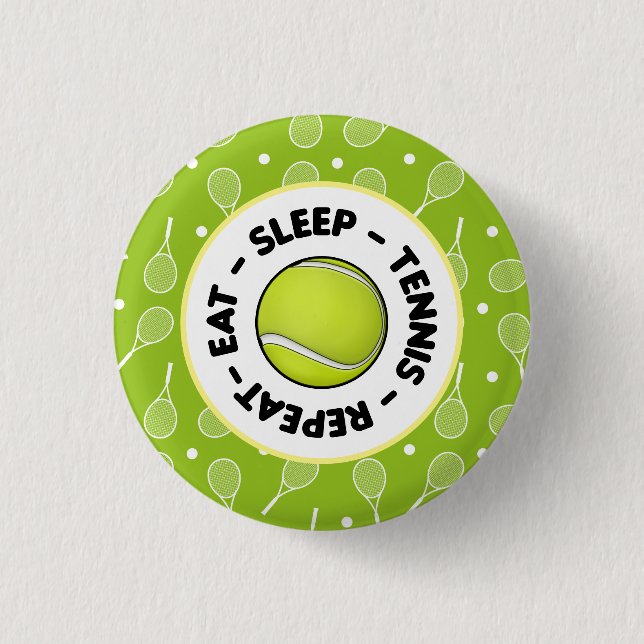 Essen Sleep Tennis Wiederholen mit Ball und Schläg Button (Vorderseite)