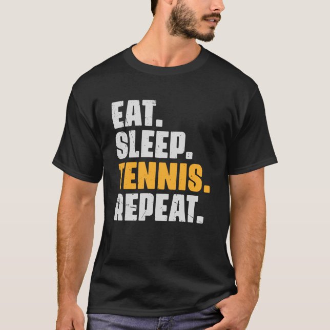 Essen Sleep Tennis Wiederholung Tennis Retro Vinta T-Shirt (Vorderseite)