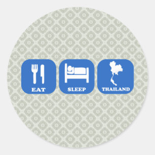 Essen Sleep Thailand Runder Aufkleber