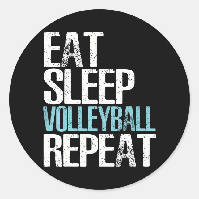 Essen Sleep Volleyball Wiederholen Great Sport Gam Runder Aufkleber (Vorderseite)