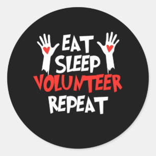 Essen Sleep Volunteer Wiederholung Freiwillige Runder Aufkleber