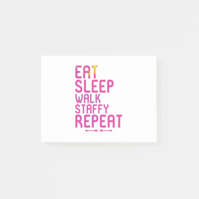 Essen Sleep Walk Staffy Repeat Terrier Post-it Klebezettel (Vorderseite)