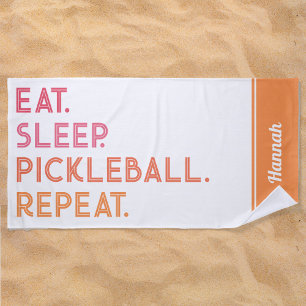 Essen Sleep Wiederholen Personalisiert Pickleball Strandtuch
