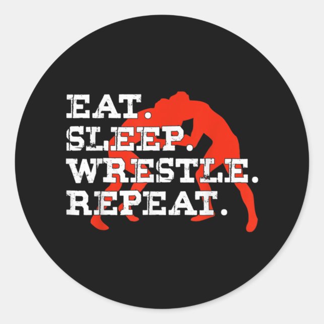 Essen Sleep Wrestle Wiederholung Funny Wrestling W Runder Aufkleber (Vorderseite)