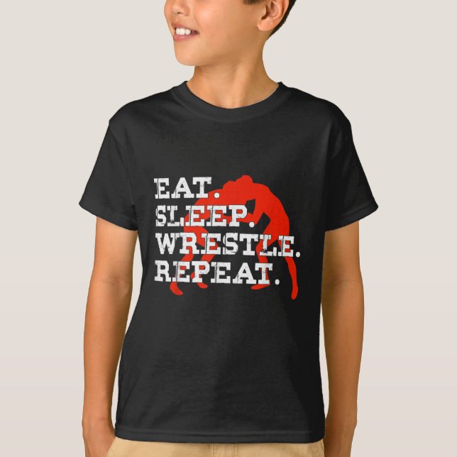 Essen Sleep Wrestle Wiederholung Funny Wrestling W T-Shirt (Vorderseite)