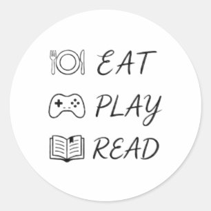 essen spielen lesen svg runder aufkleber