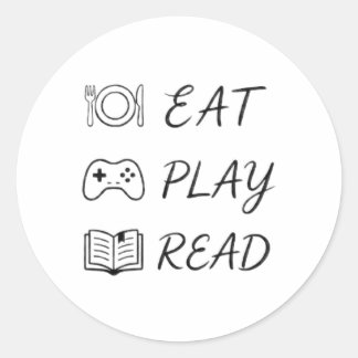 essen spielen lesen svg runder aufkleber