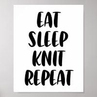Essen Strick Sleep Wiederholen Plakat