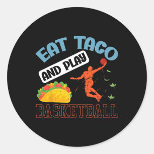 Essen Taco und spielen Bysketbyll Mexico Cinco de  Runder Aufkleber