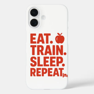 Essen Train Sleep Wiederholung Telefon Hintergrund iPhone 16 Hülle