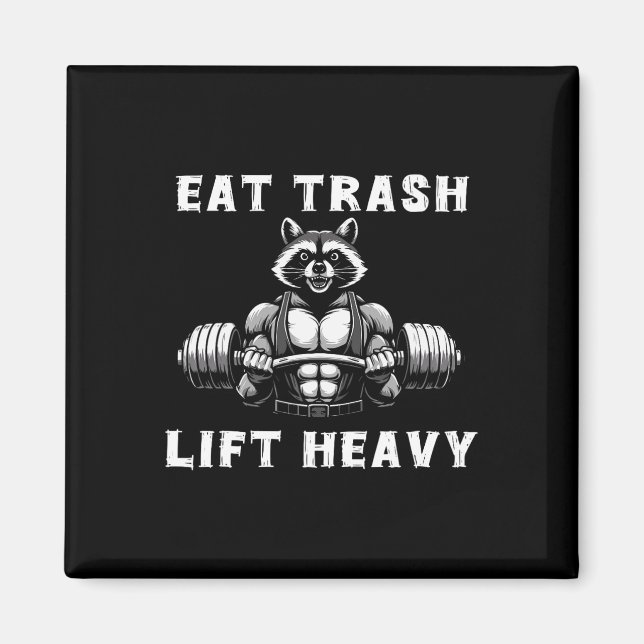 Essen Trash Lift Heavy Racoon Lifting Gym Fitness  Magnet (Vorne)