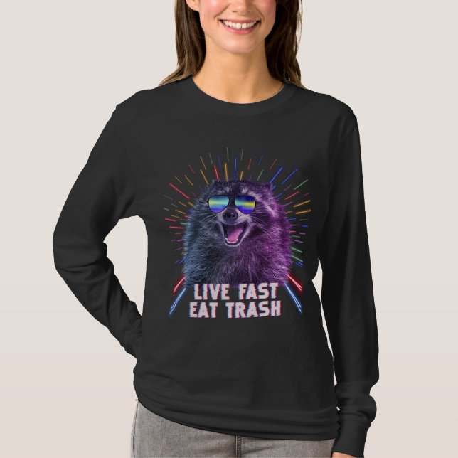 Essen Trash Raccoon Panda Rave Old School Pilot Su T-Shirt (Vorderseite)