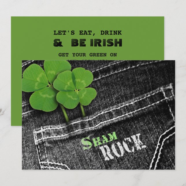 Essen, trinken & Be Irish St. Patrick's Day Einladung (Vorne/Hinten)