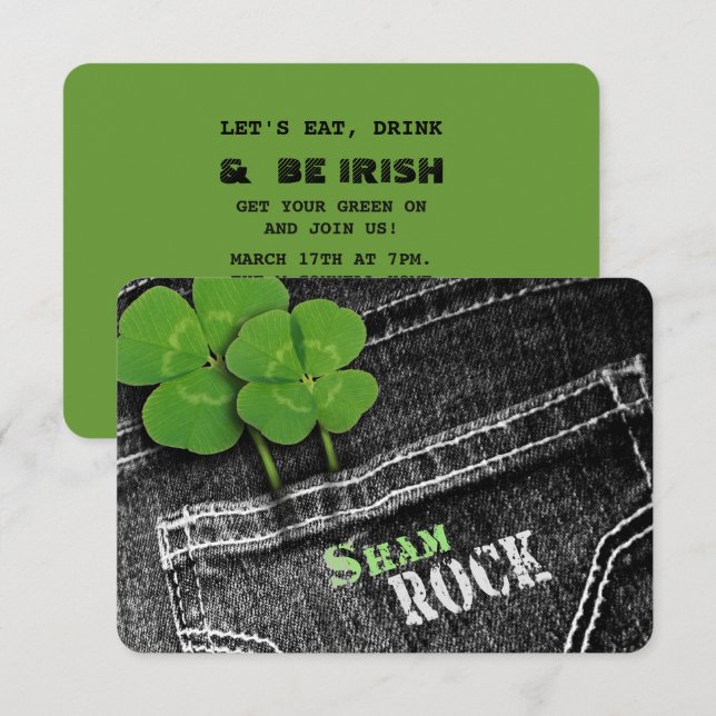 Essen, trinken & Be Irish St. Patrick's Day Party Einladung (Vorne/Hinten)