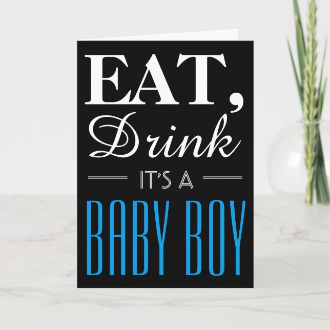 Essen, trinken Es ist ein Baby Boy, Baby Ankündigu Ankündigung (Vorderseite)