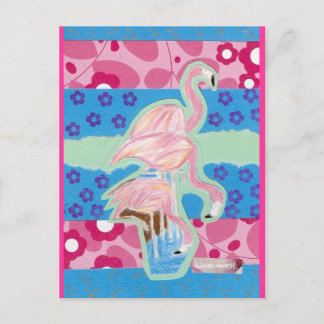Essen, trinken, glücklich Flamingos sein Postkarte