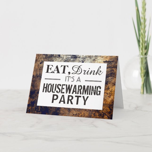 Essen, trinken Hauswärmen Party Dirt Brown einlade Einladung (Vorderseite)