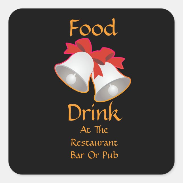 Essen Trinken In Restaurant Bar Oder Pub Bells Quadratischer Aufkleber (Vorderseite)