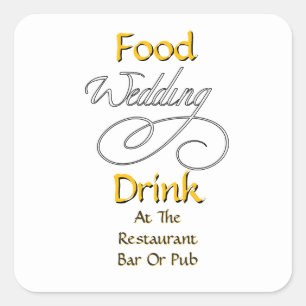 Essen Trinken In Restaurant Bar Oder Pub Hochzeit  Quadratischer Aufkleber