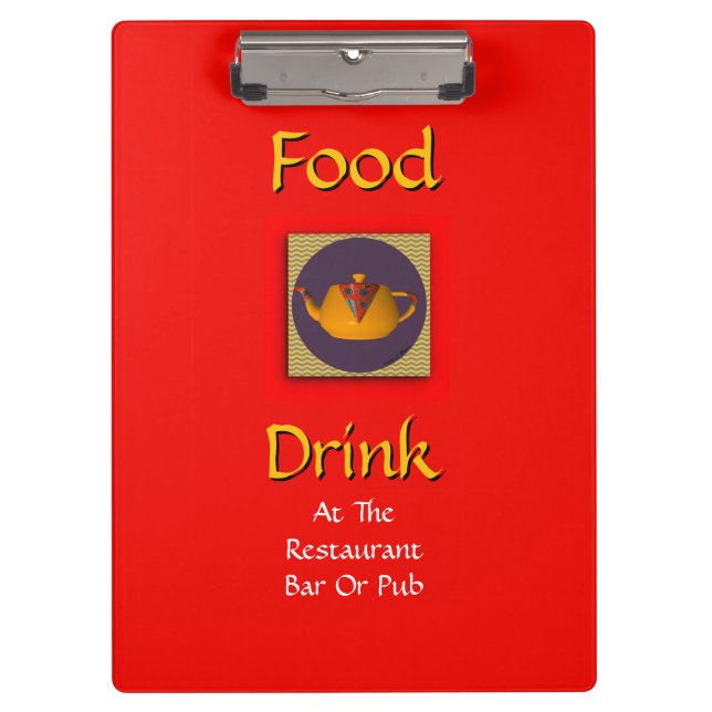 Essen Trinken In Restaurant Bar Oder Pub Rot Klemmbrett (Vorderseite)